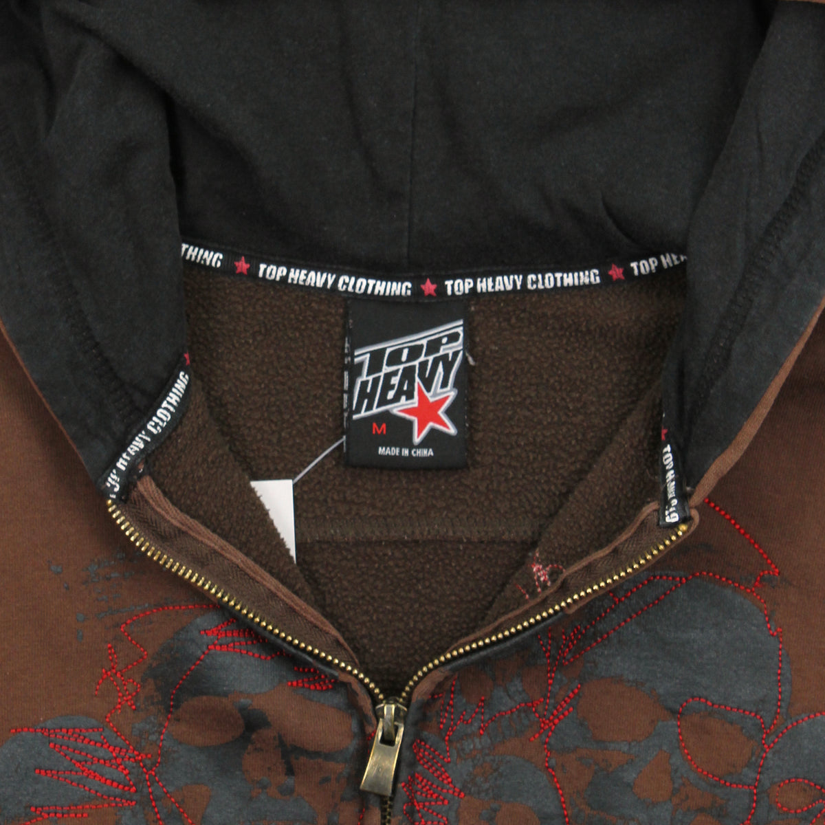 Y2K Top Heavy Skulls Zip Hoodie M