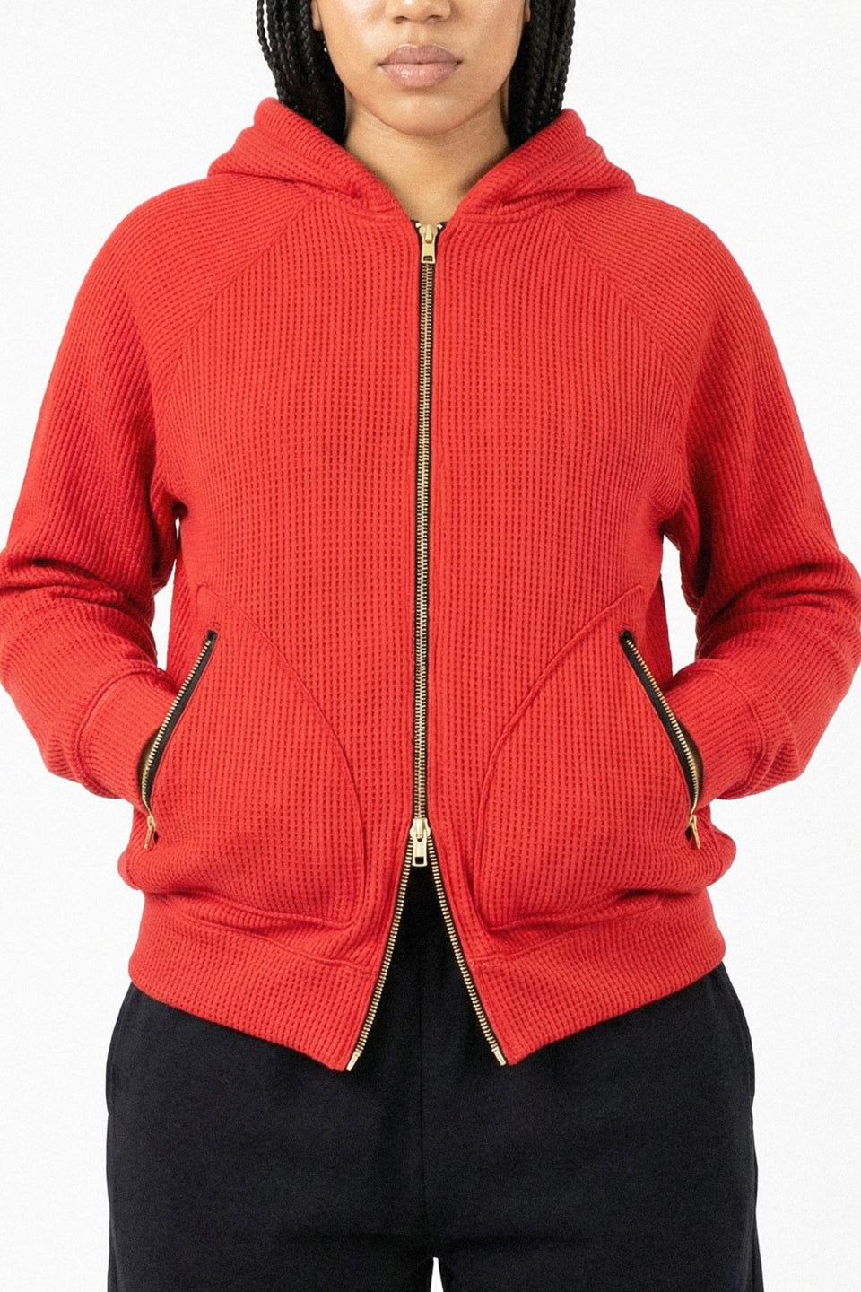 Rework Mesh Double Layer Two-Way Zip Hoodie L