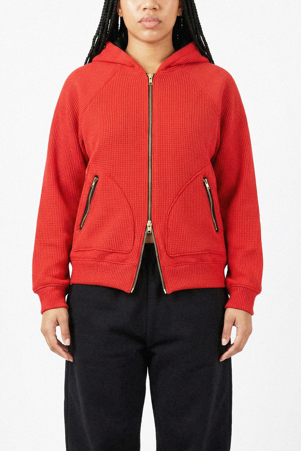 Rework Mesh Double Layer Two-Way Zip Hoodie L