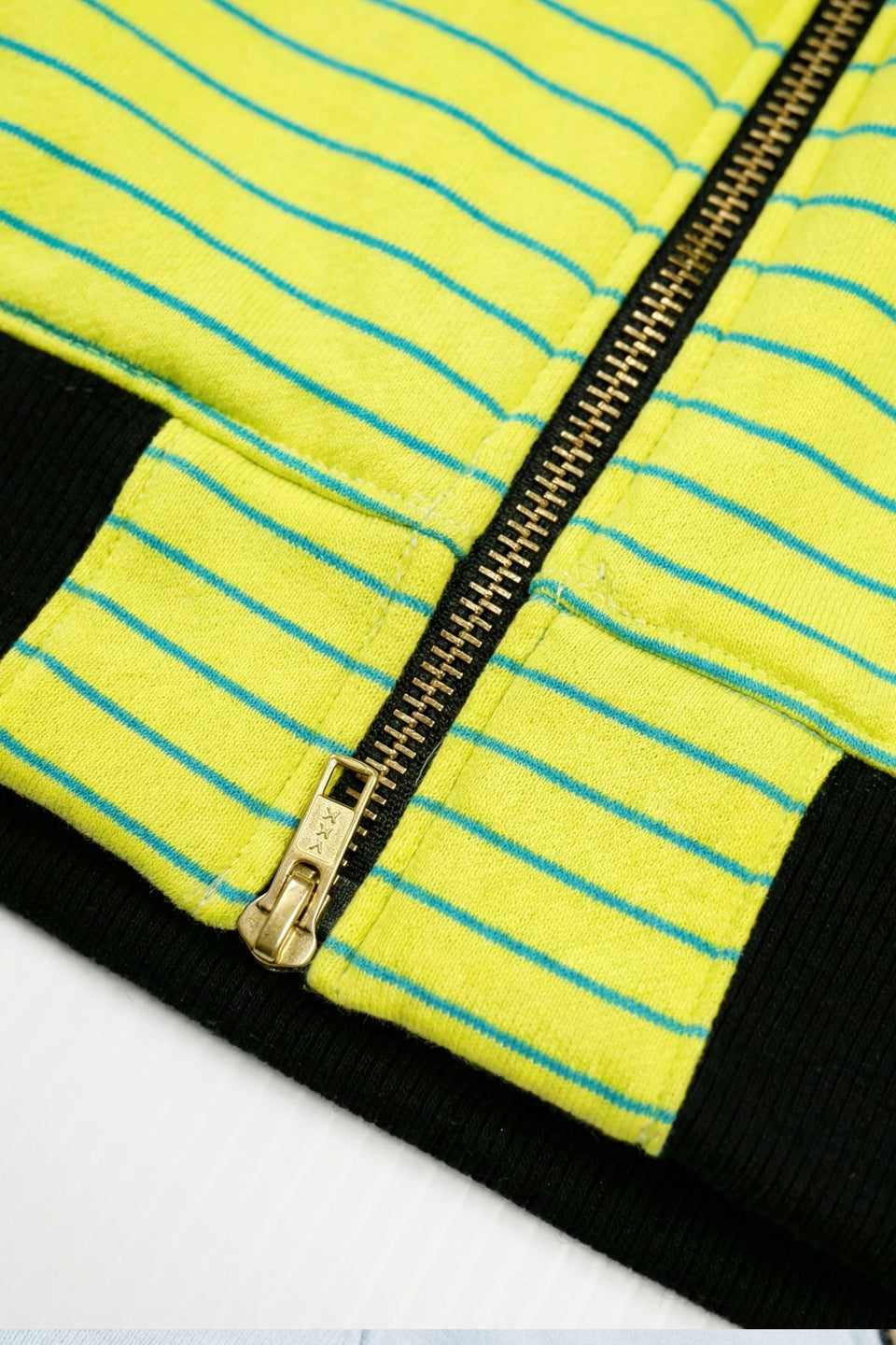 Rework Striped Double Zip Hoodie L