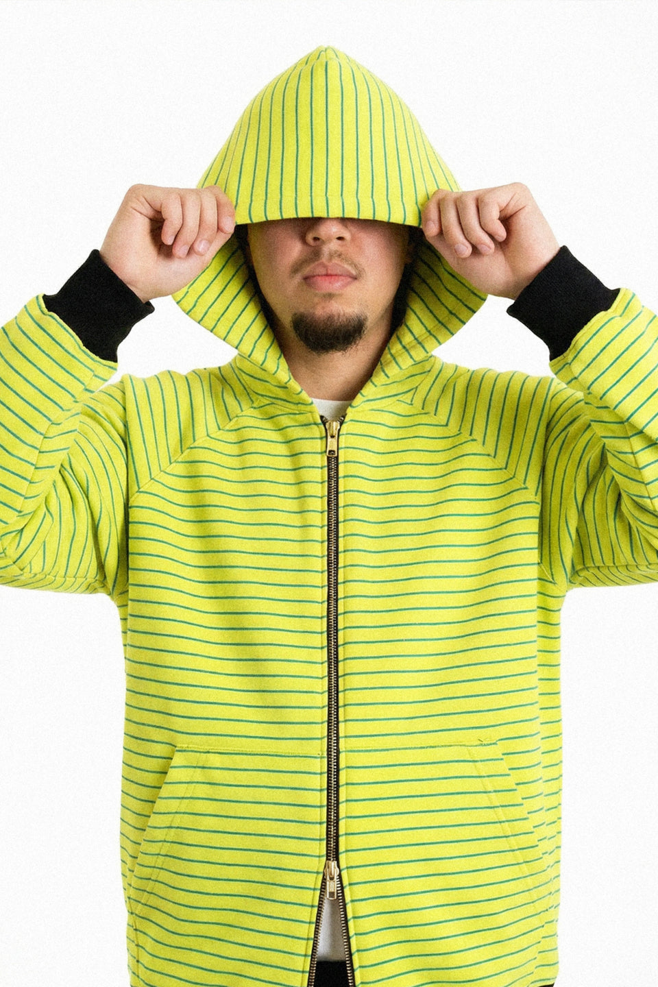 Rework Striped Double Zip Hoodie L