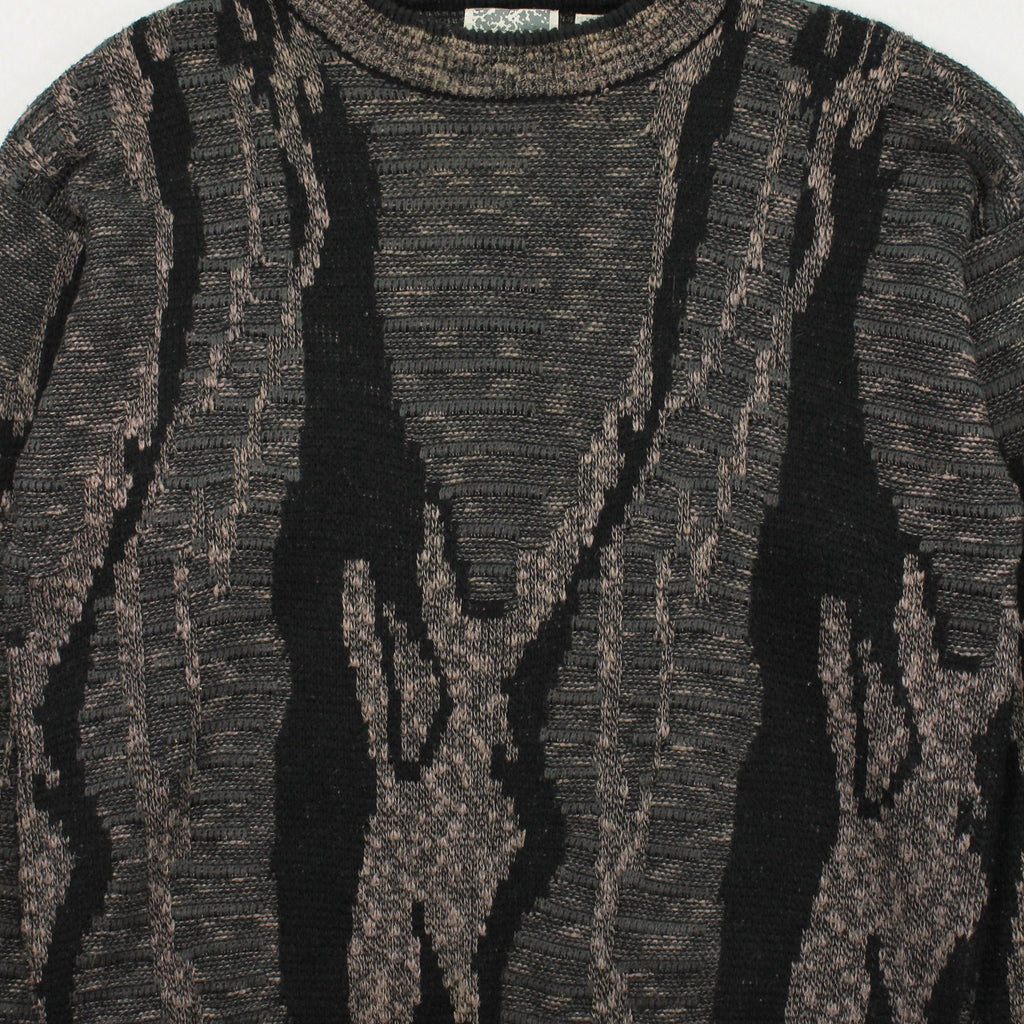 Vintage City Streets Pattern Knit Sweater L