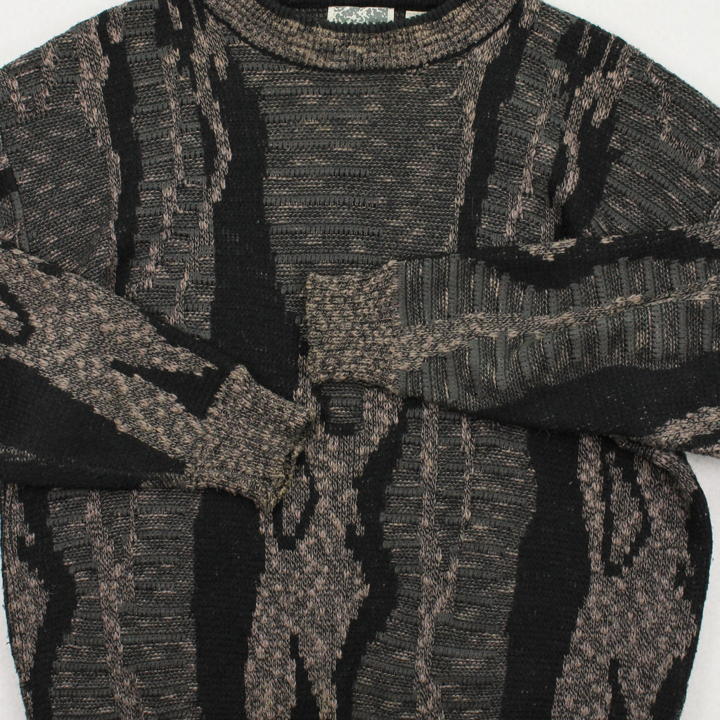 Vintage City Streets Pattern Knit Sweater L