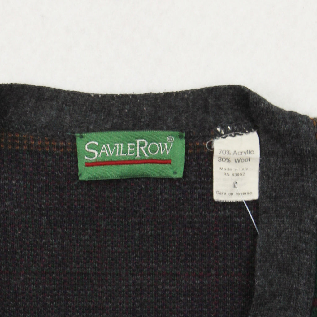 Vintage Savile Row Pattern Cardigan Sweater L