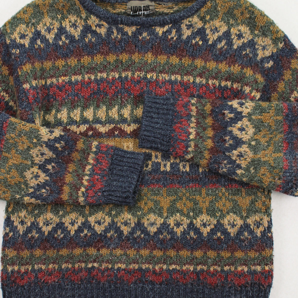 Vintage Urban Life Pattern Knit Sweater S