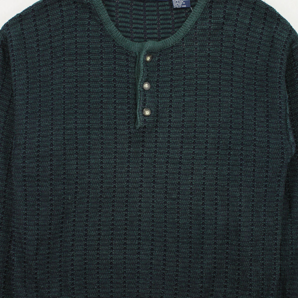Vintage Van Heusen Pattern Henley Sweater M
