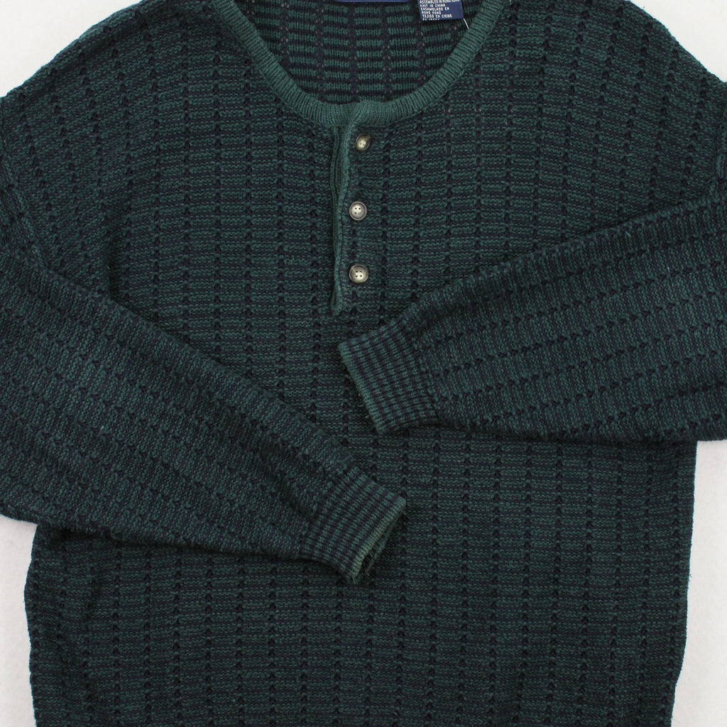 Vintage Van Heusen Pattern Henley Sweater M
