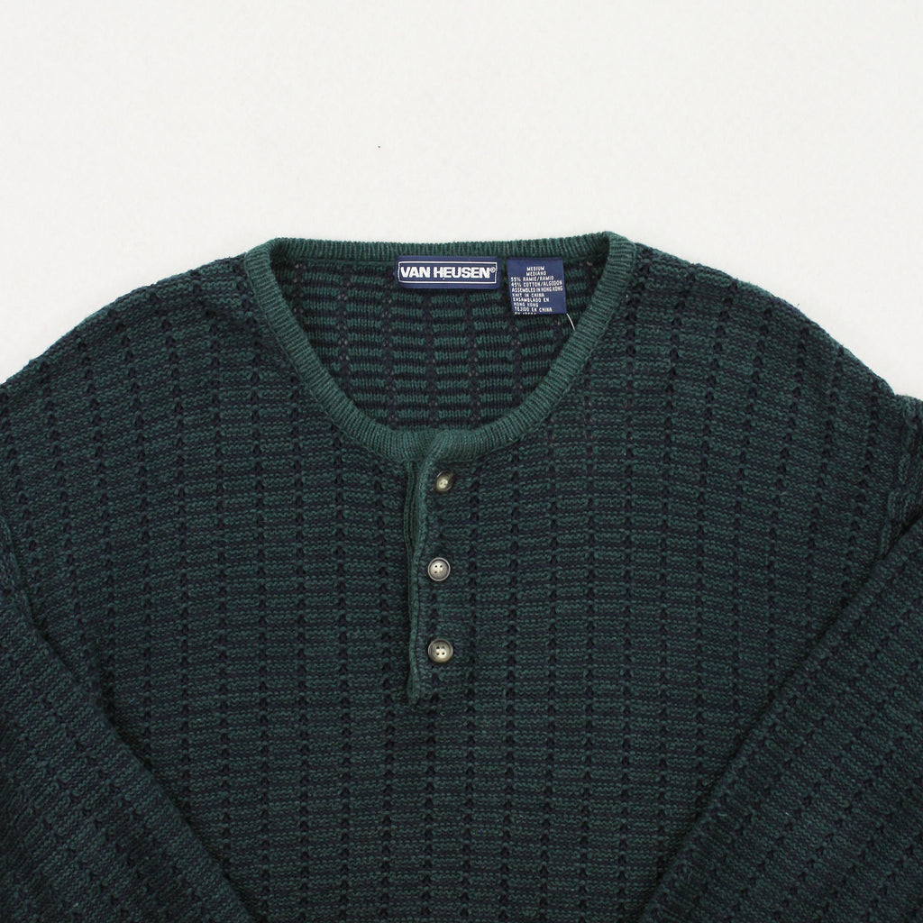 Vintage Van Heusen Pattern Henley Sweater M