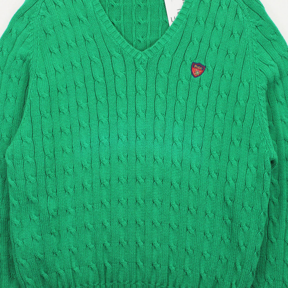 Vintage Polo Ralph Lauren V-Neck Cable Knit Sweater S