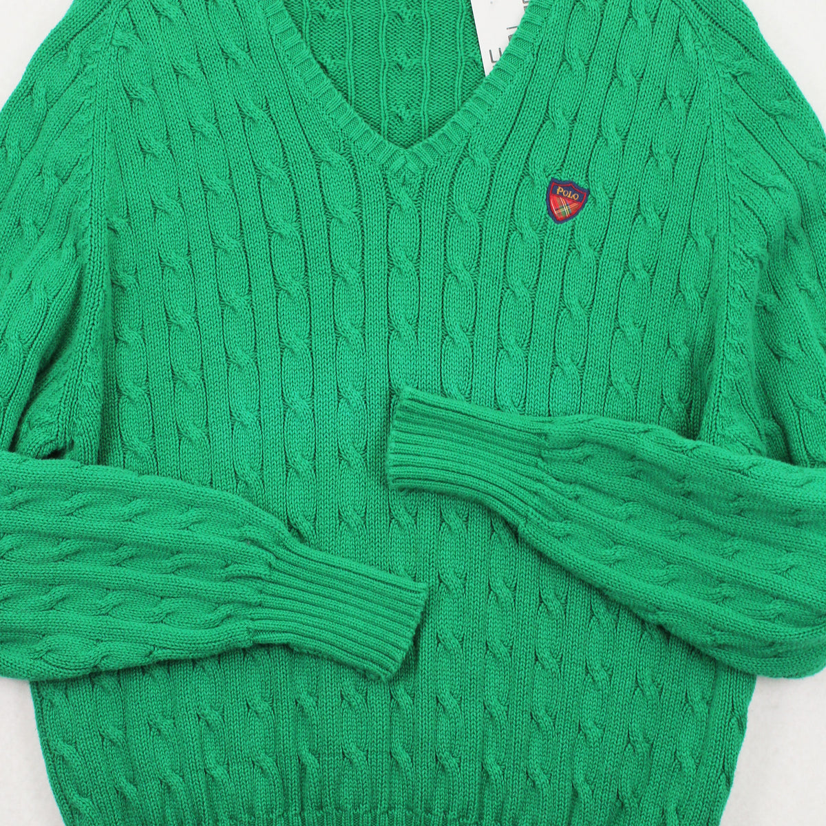 Vintage Polo Ralph Lauren V-Neck Cable Knit Sweater S