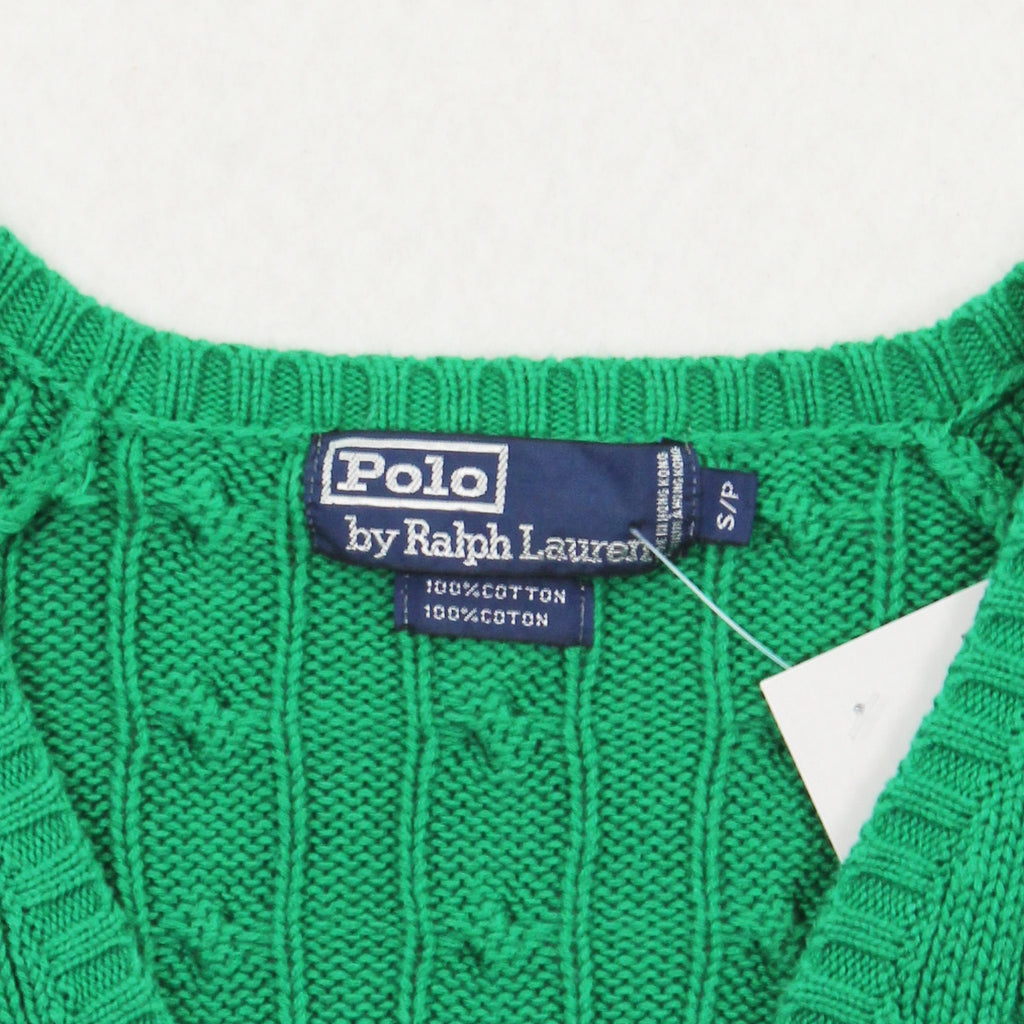 Vintage Polo Ralph Lauren V-Neck Cable Knit Sweater S