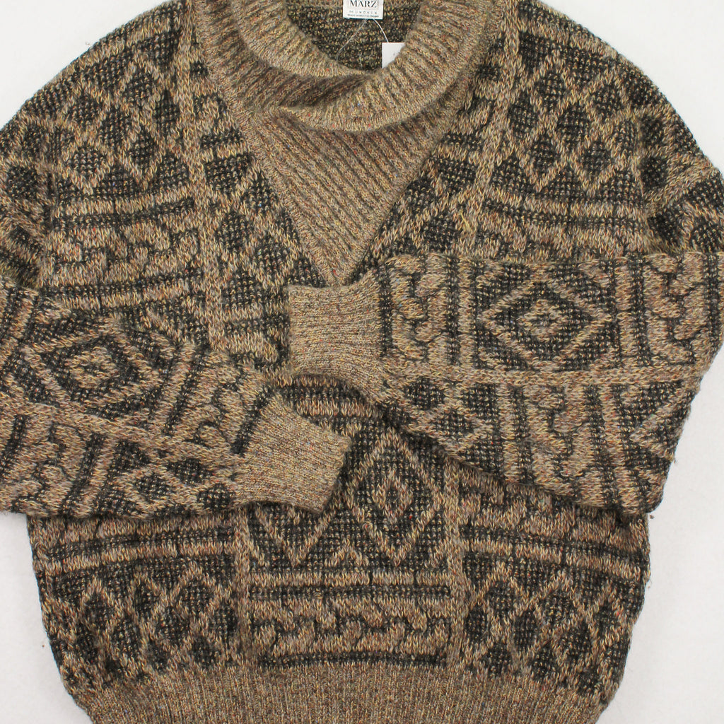 Vintage Marz Shawl Neck Pattern Knit Sweater L