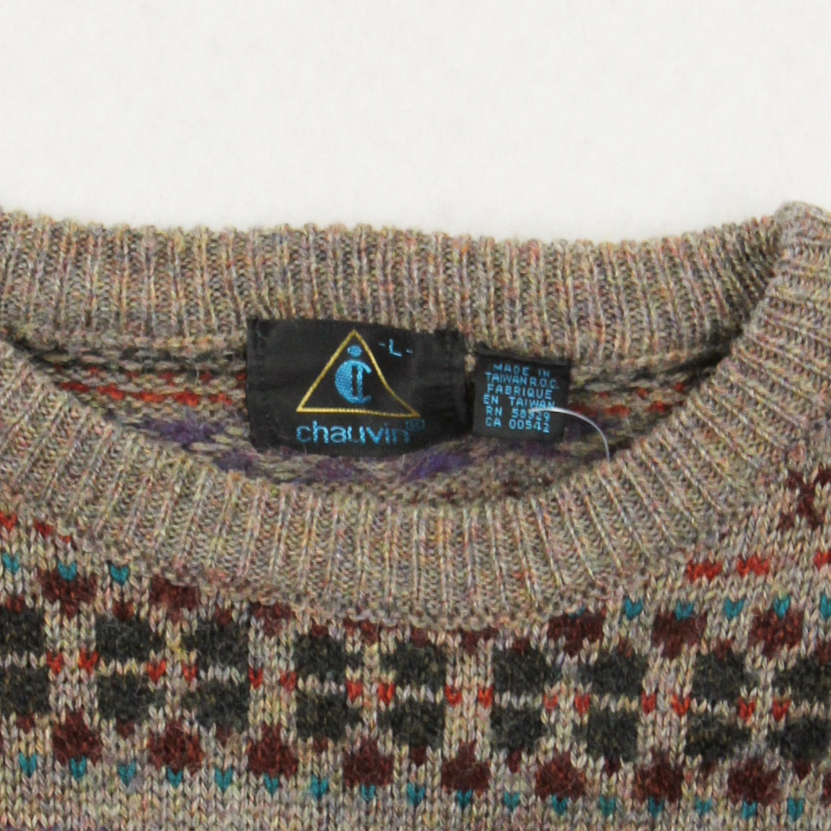 Vintage Chauvin Pattern Knit Sweater L