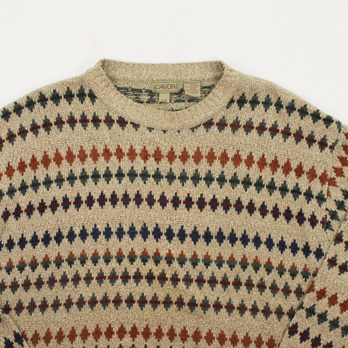 Cavori Diamond Pattern Knit Sweater L
