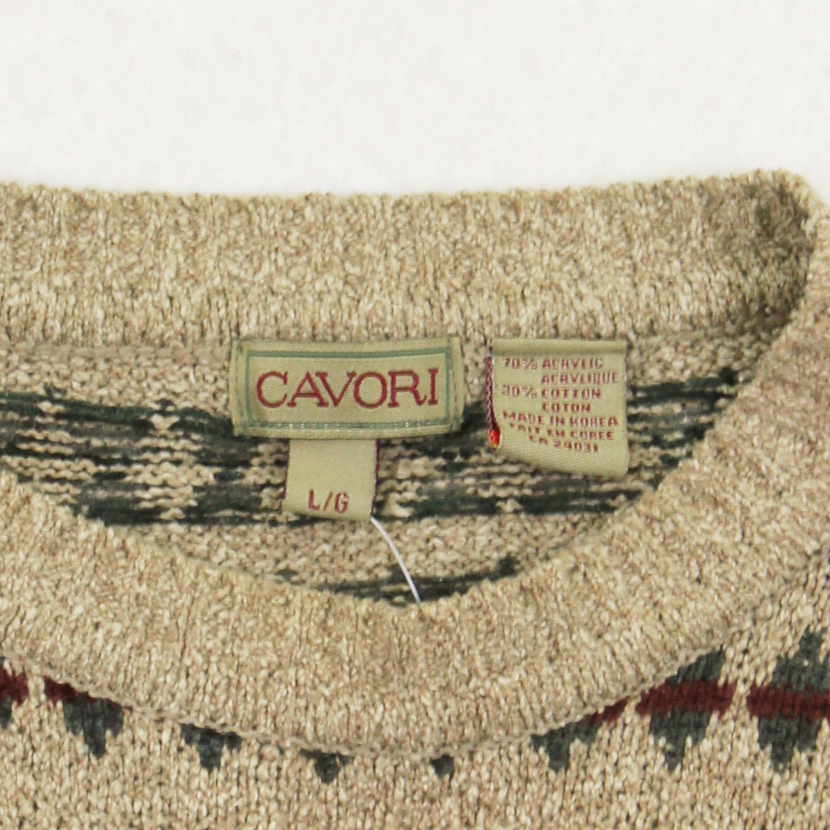 Cavori Diamond Pattern Knit Sweater L