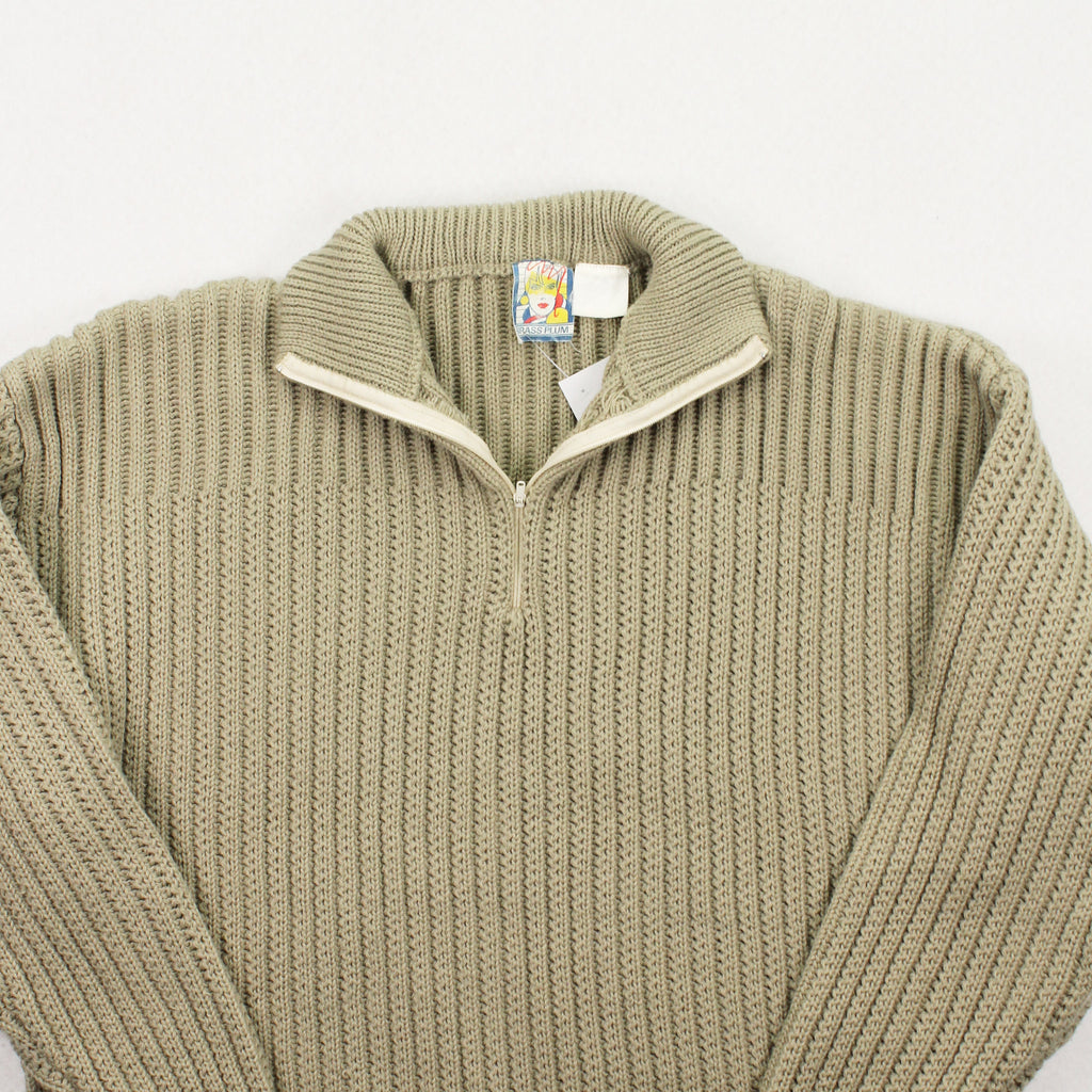 Vintage Brass Plum Ribbed 1/4 Zip Sweater L