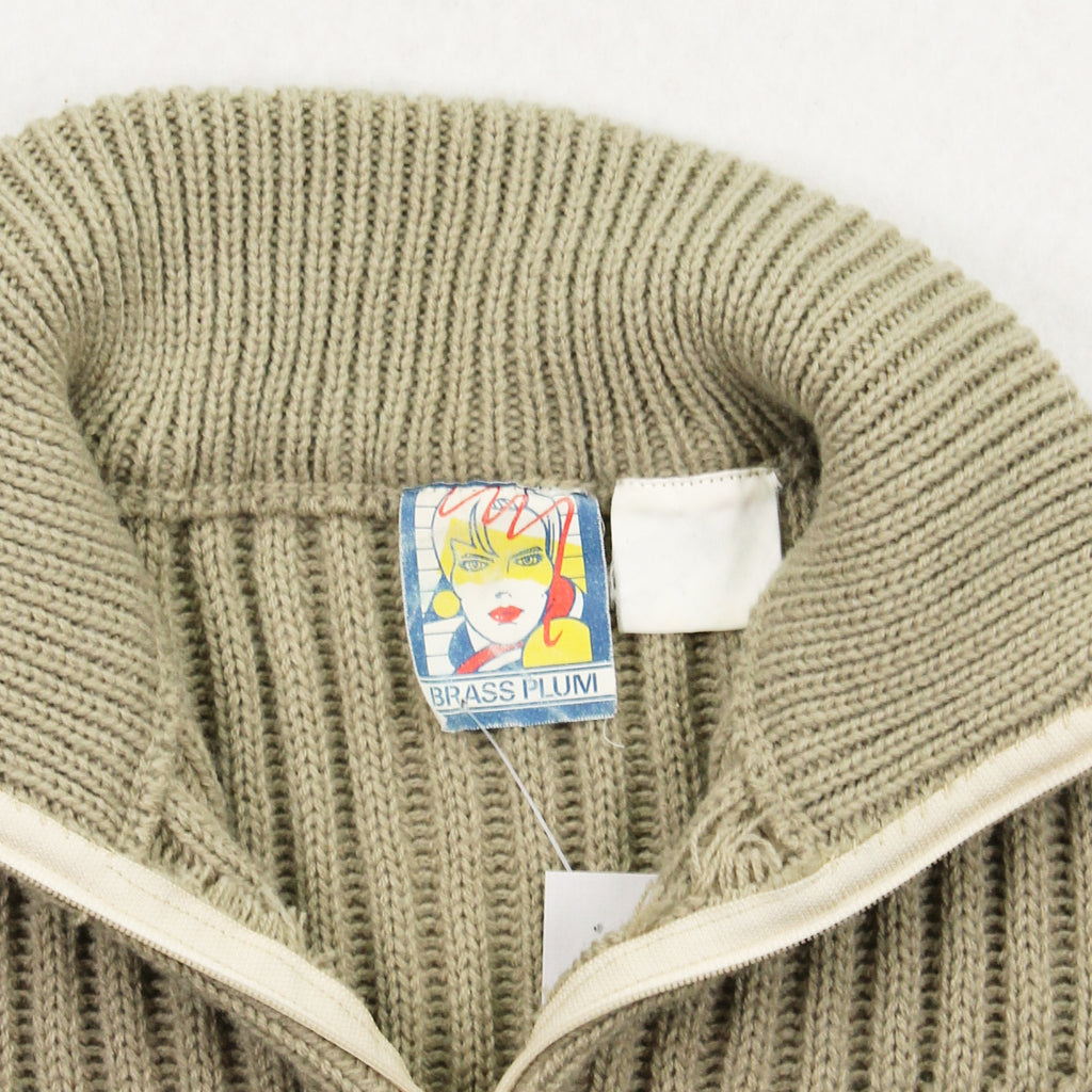 Vintage Brass Plum Ribbed 1/4 Zip Sweater L