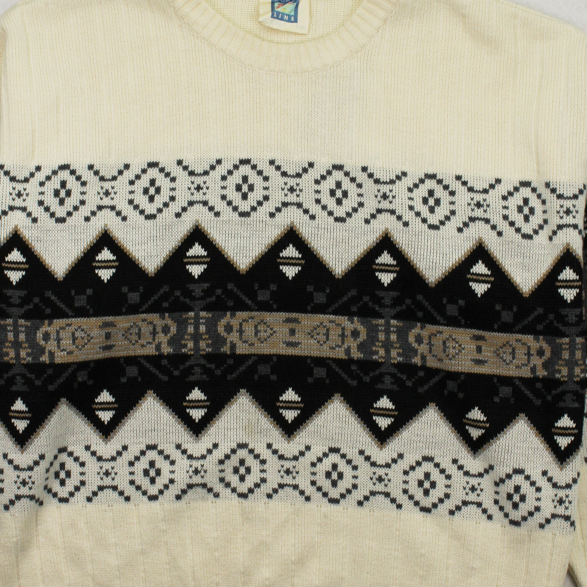Vintage Fine Line Pattern Knit Sweater L