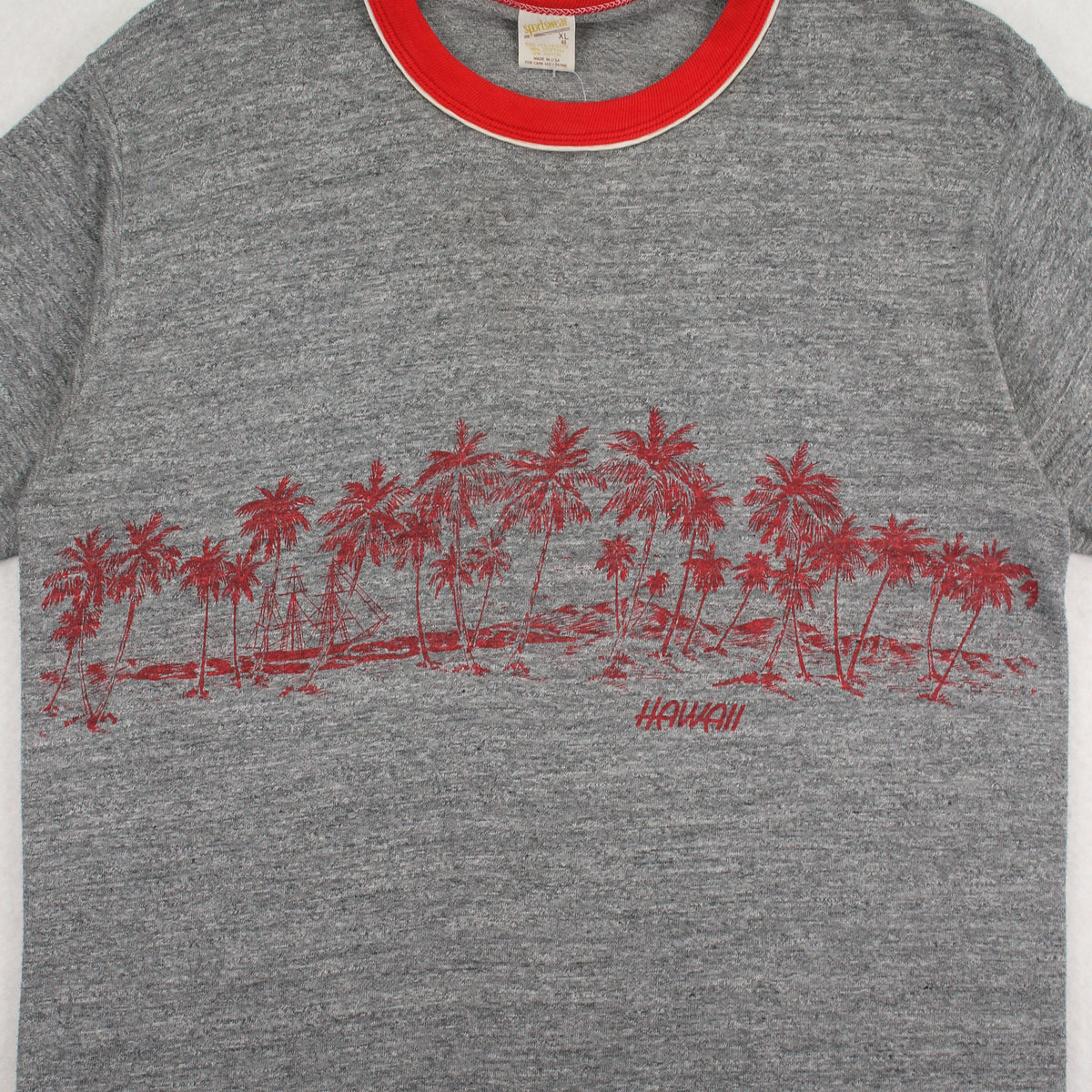 80s Hawaii Palm Trees Ringer Tee XL