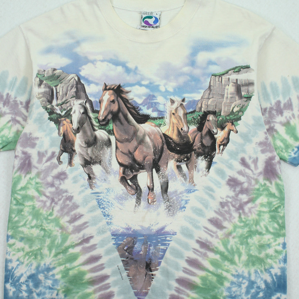 1996 Liquid Blue Horses Tie Dye AOP Tee L