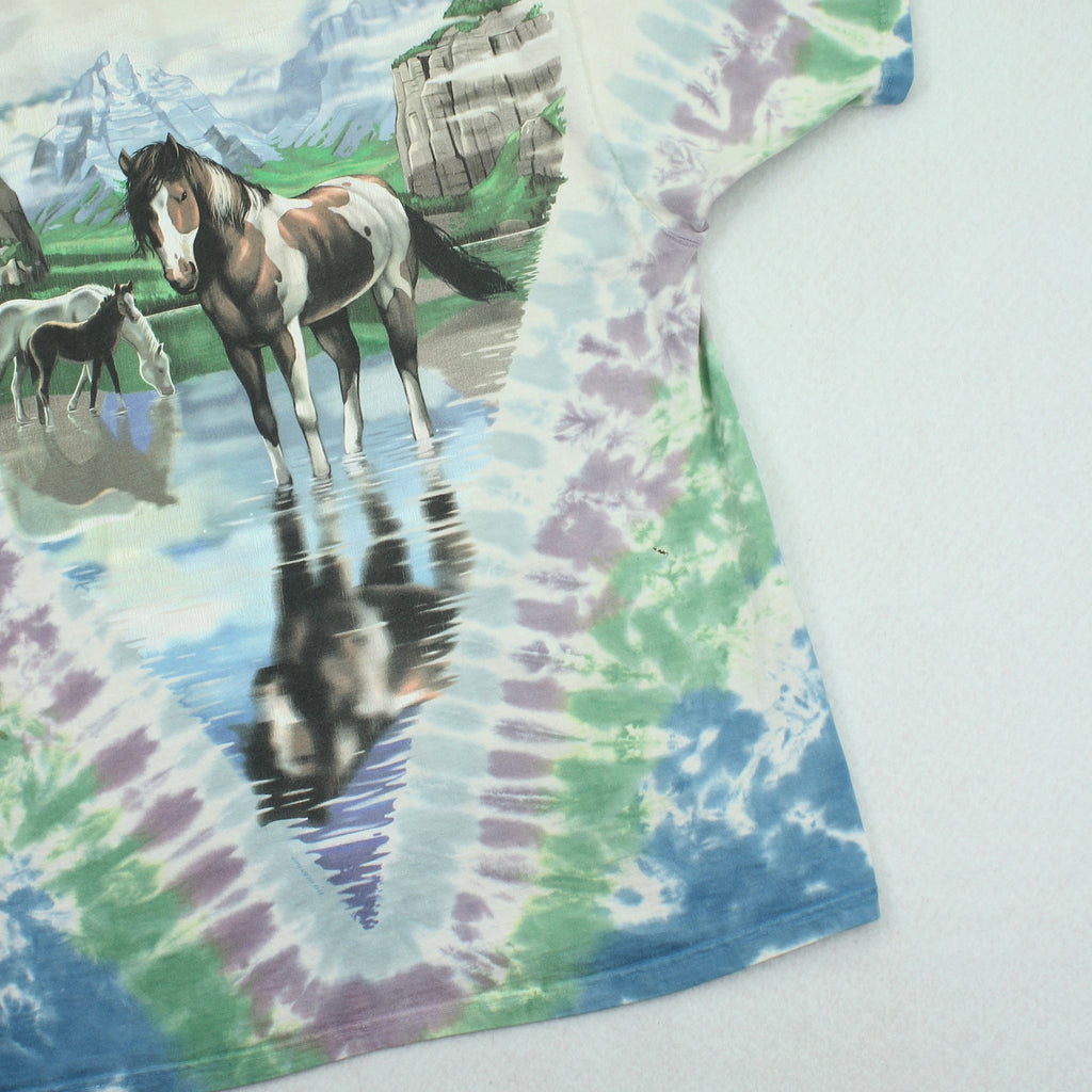 1996 Liquid Blue Horses Tie Dye AOP Tee L