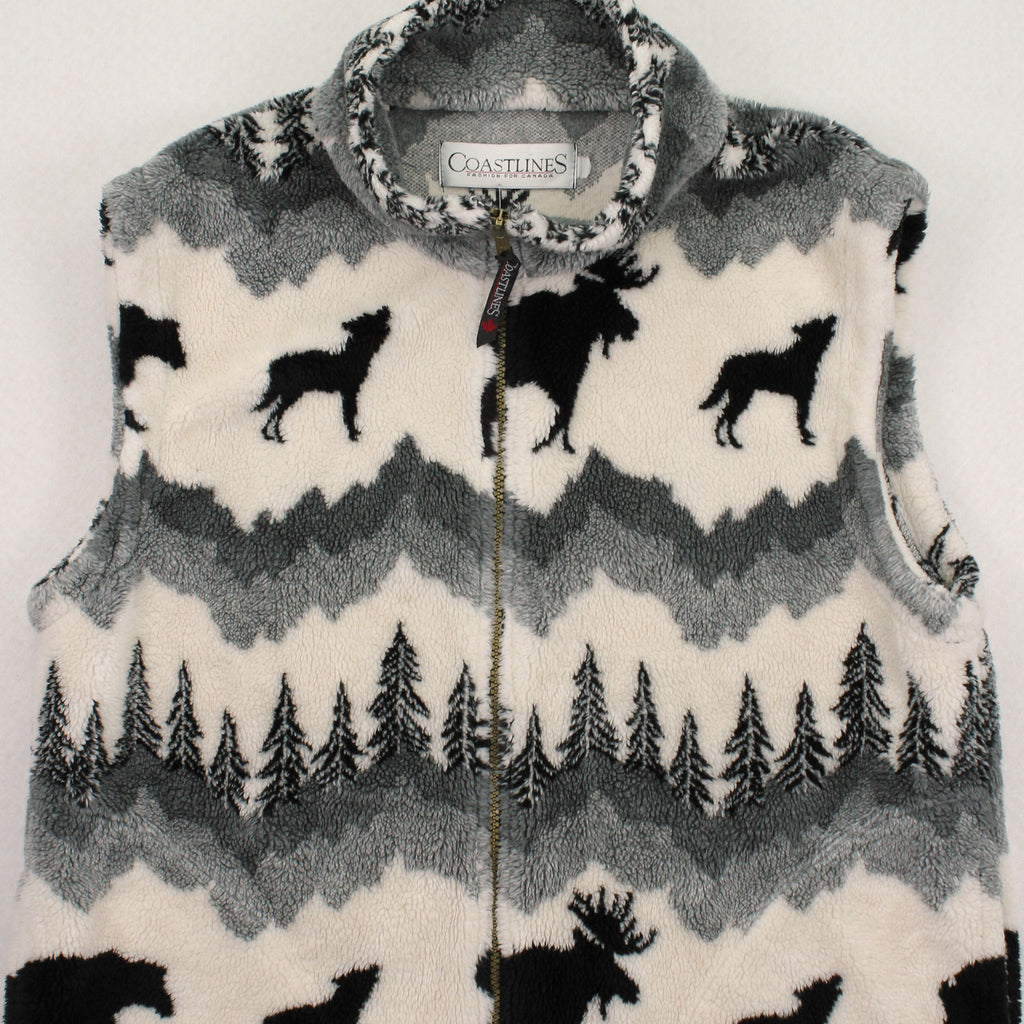 Vintage Coastlines Animal Fleece Vest L