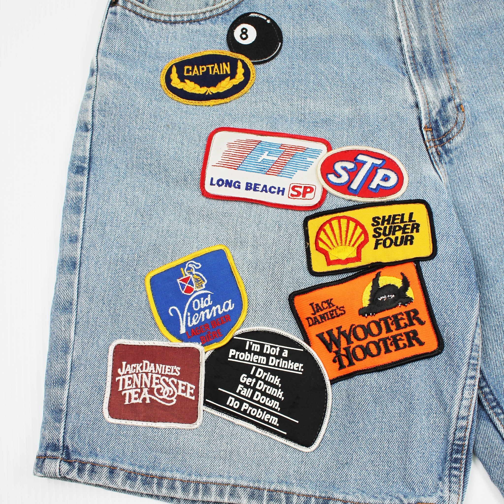 Rework Patched Up Faded Denim Shorts 36