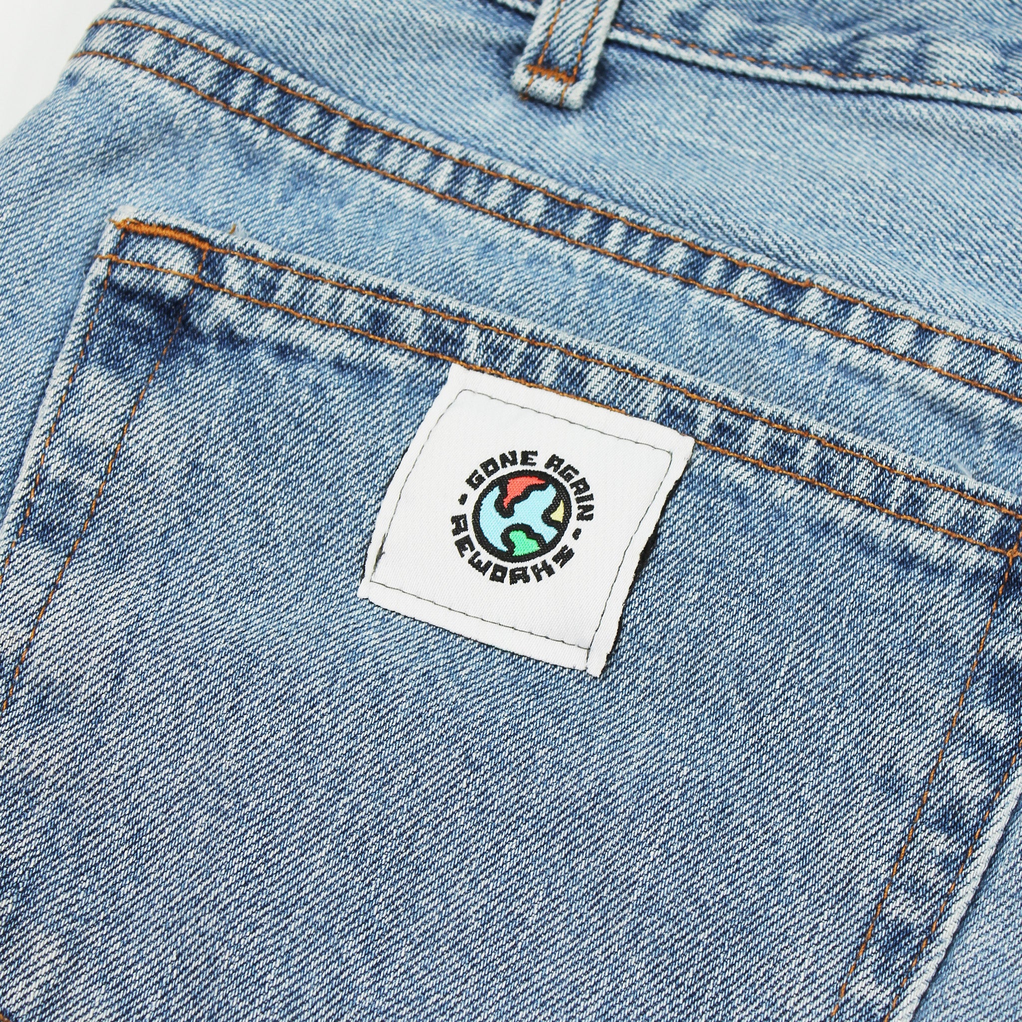 Rework Patched Up Faded Denim Shorts 36