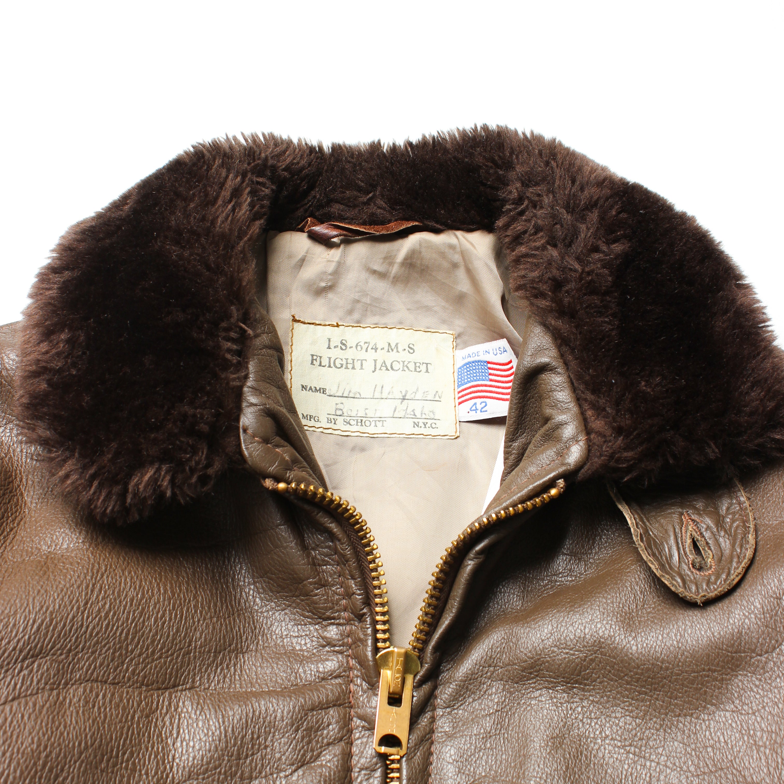 Vintage Schott NYC Flight Bomber Jacket 42