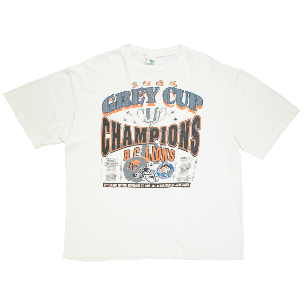 1994 BC Lions Grey Cup Champions CFL distressed tee XL