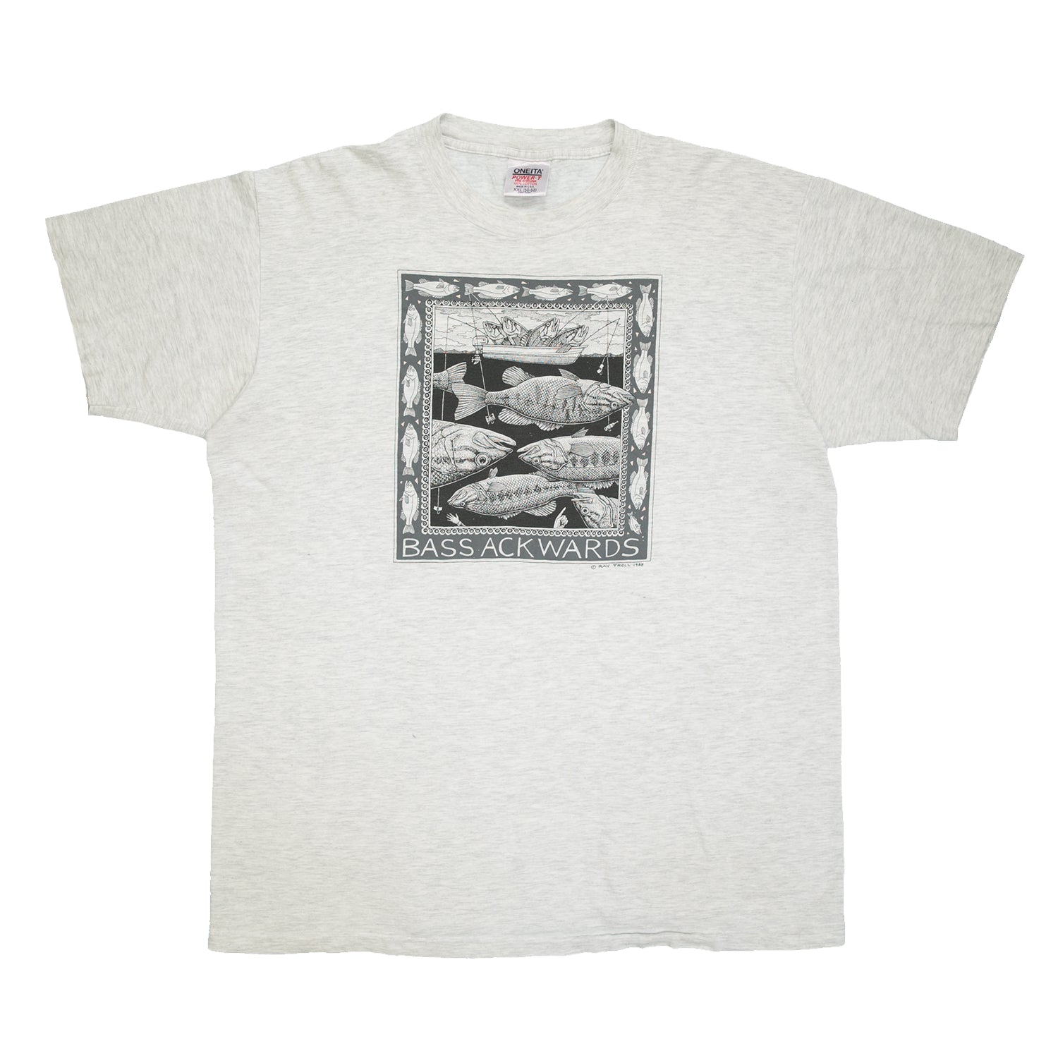 1988 Ray Troll 'Bass Ackwards' tee XL