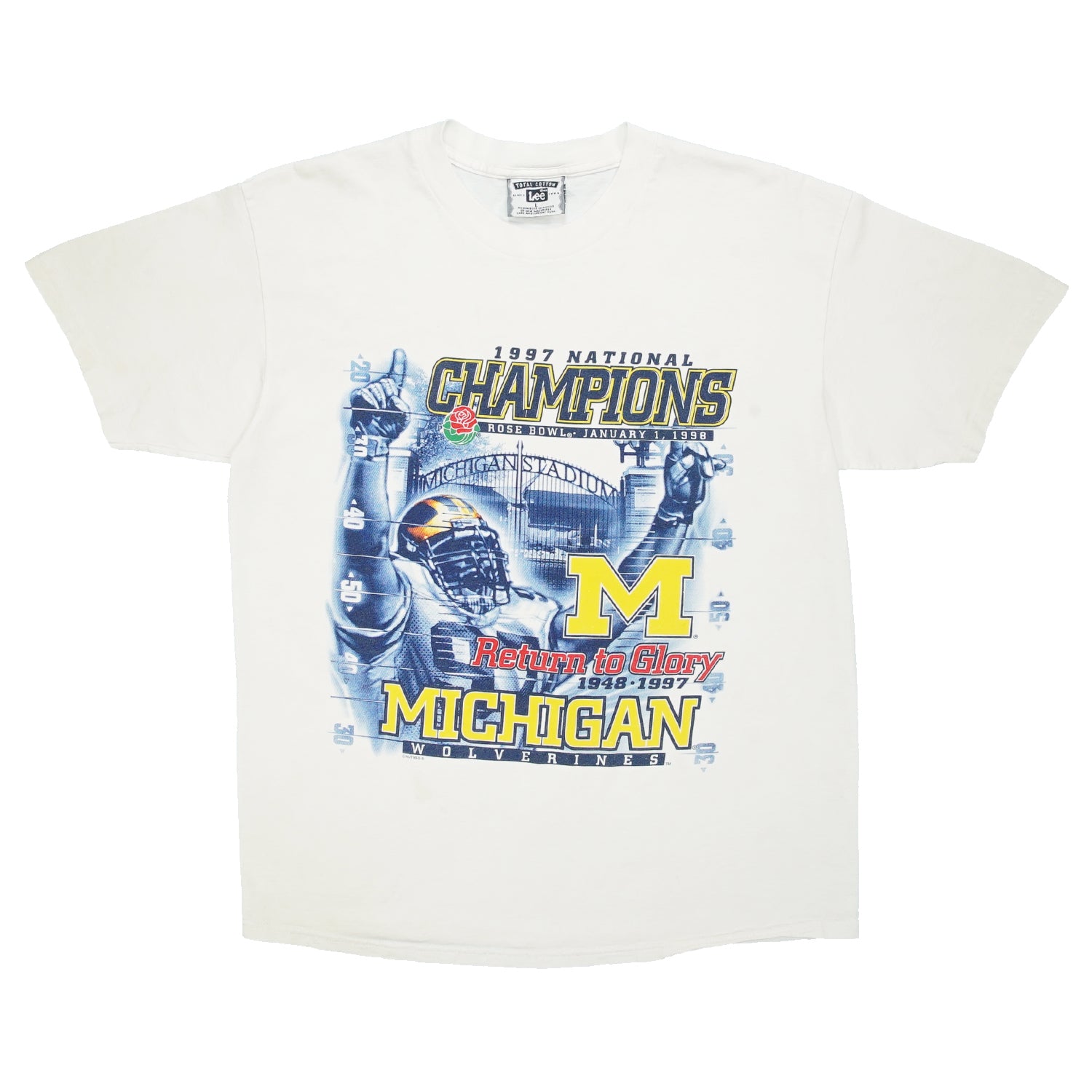 1997 Michigan Wolverines National Champs football tee L