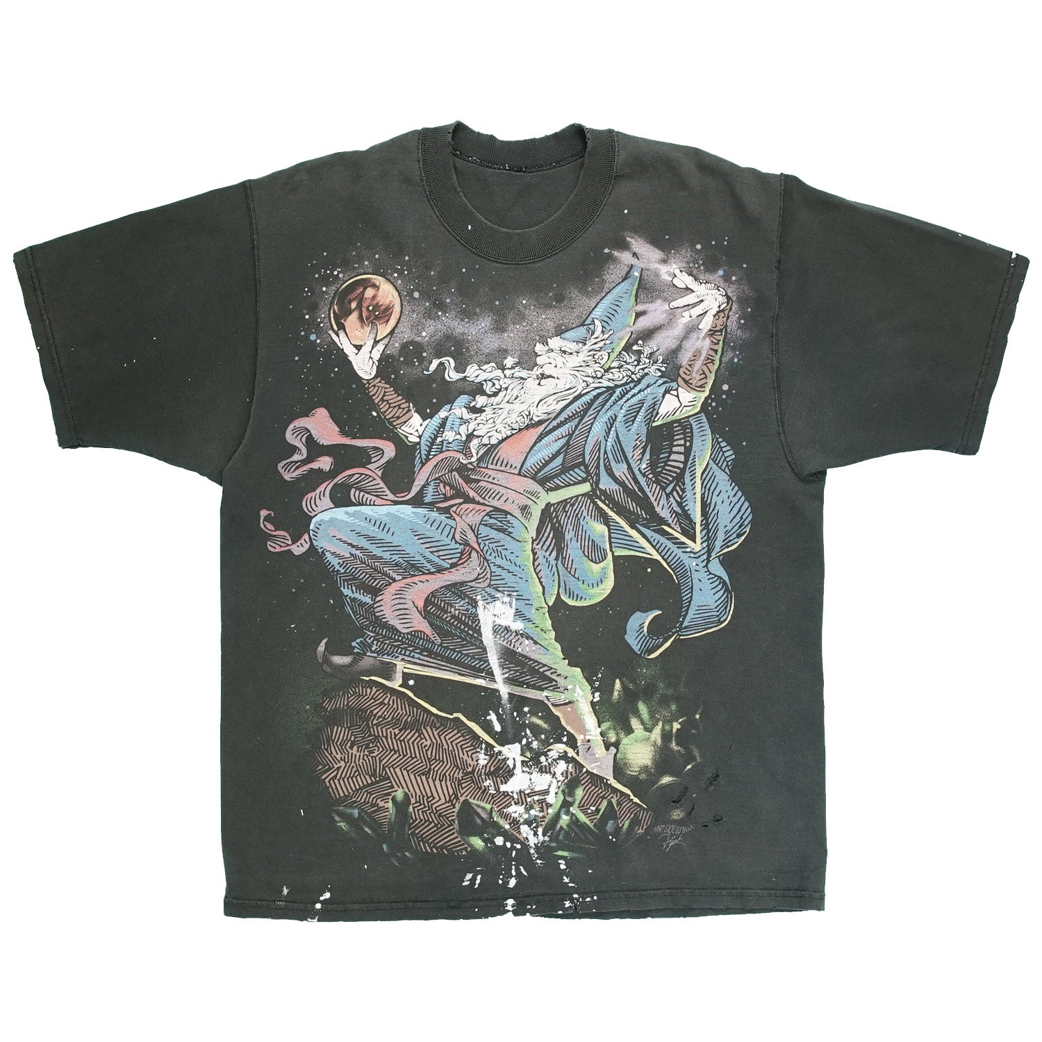 1997 Liquid Blue Wizard & Dragon thrashed tee L/XL