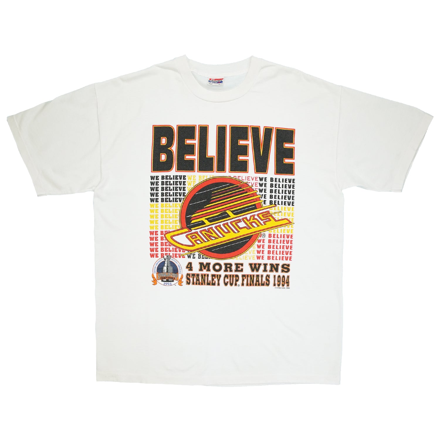 1994 Vancouver Canucks NHL Playoffs BELIEVE tee XL