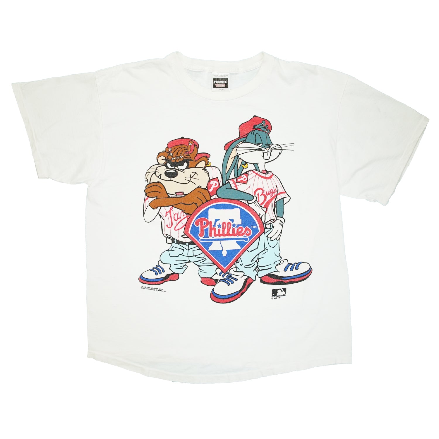 1993 Phillies Looney Tunes Taz & Bugs tee XL