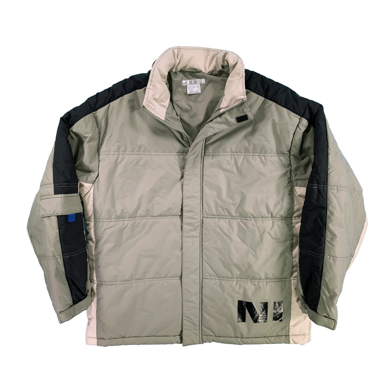Vintage Nike block text puffer olive green L