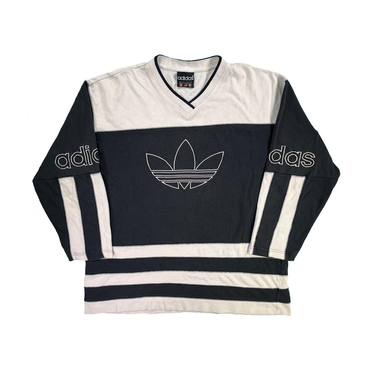 '90s Adidas striped longsleeve shirt XL