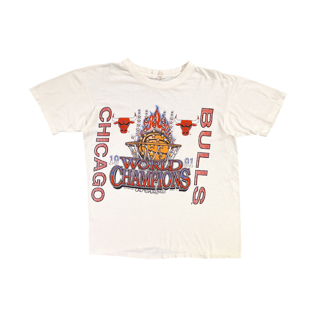 1991 NBA Champs Chicago Bulls logo 7 tee M