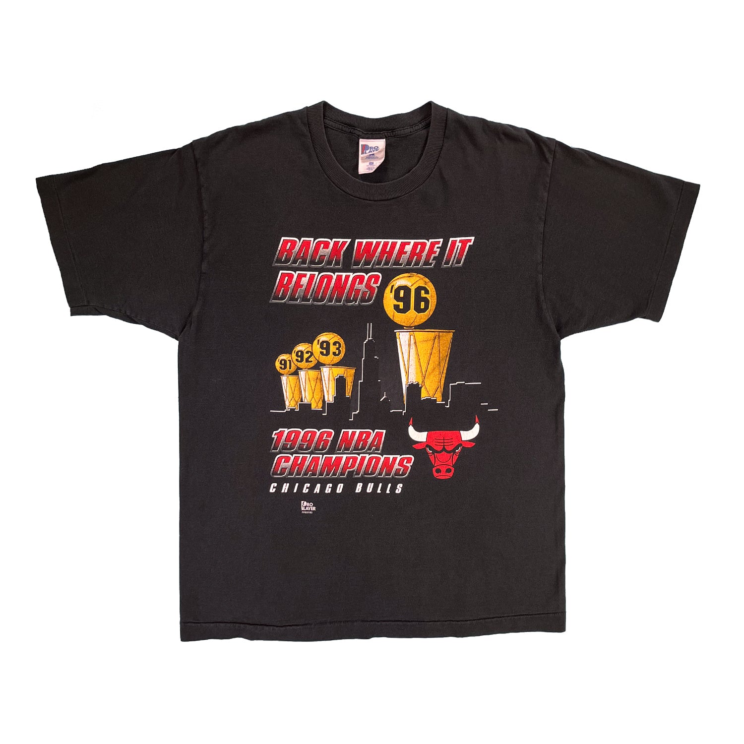 1996 Chicago Bulls Pro Player Back Where It Belongs tee L/XL