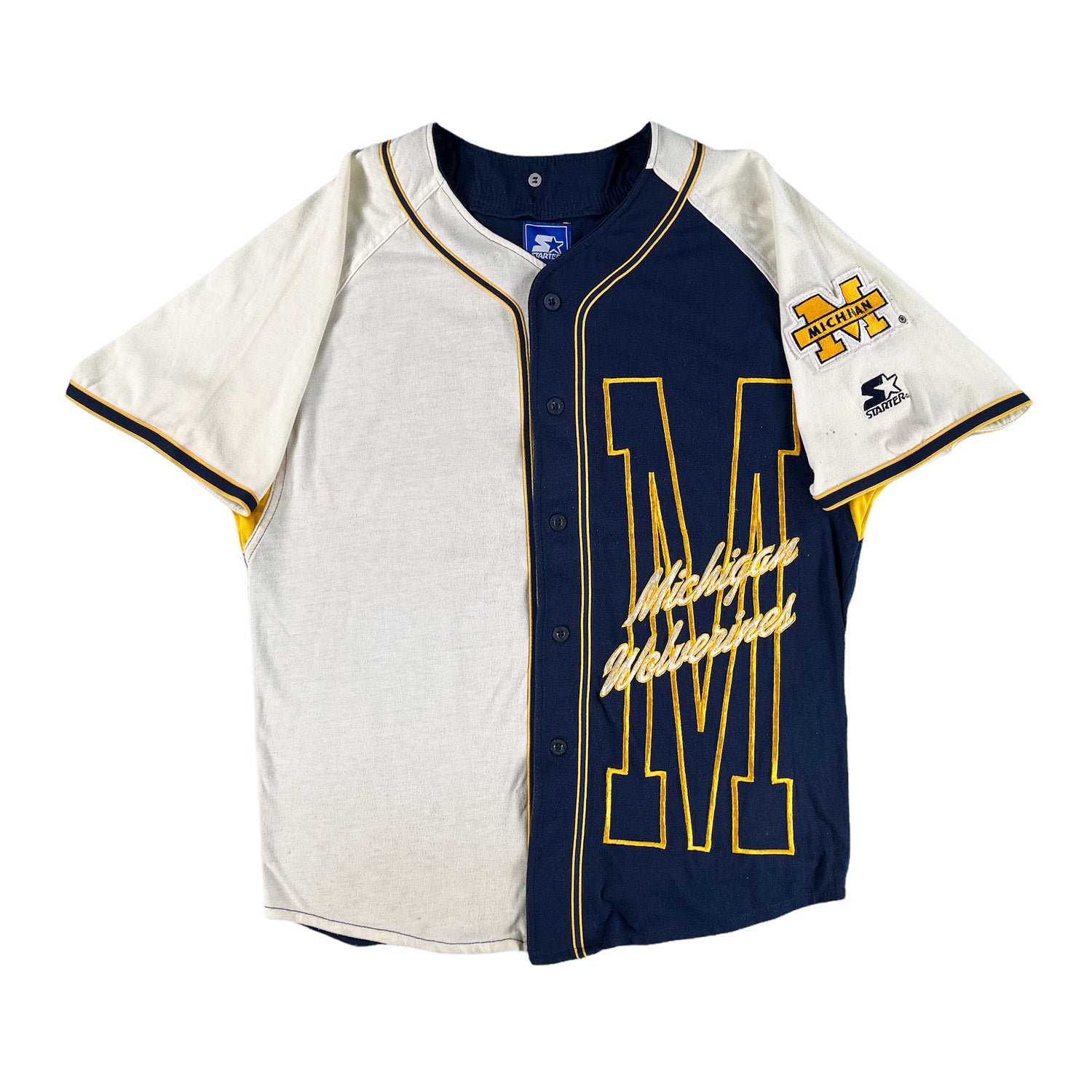 Vintage Michigan Wolverines Starter button up jersey L