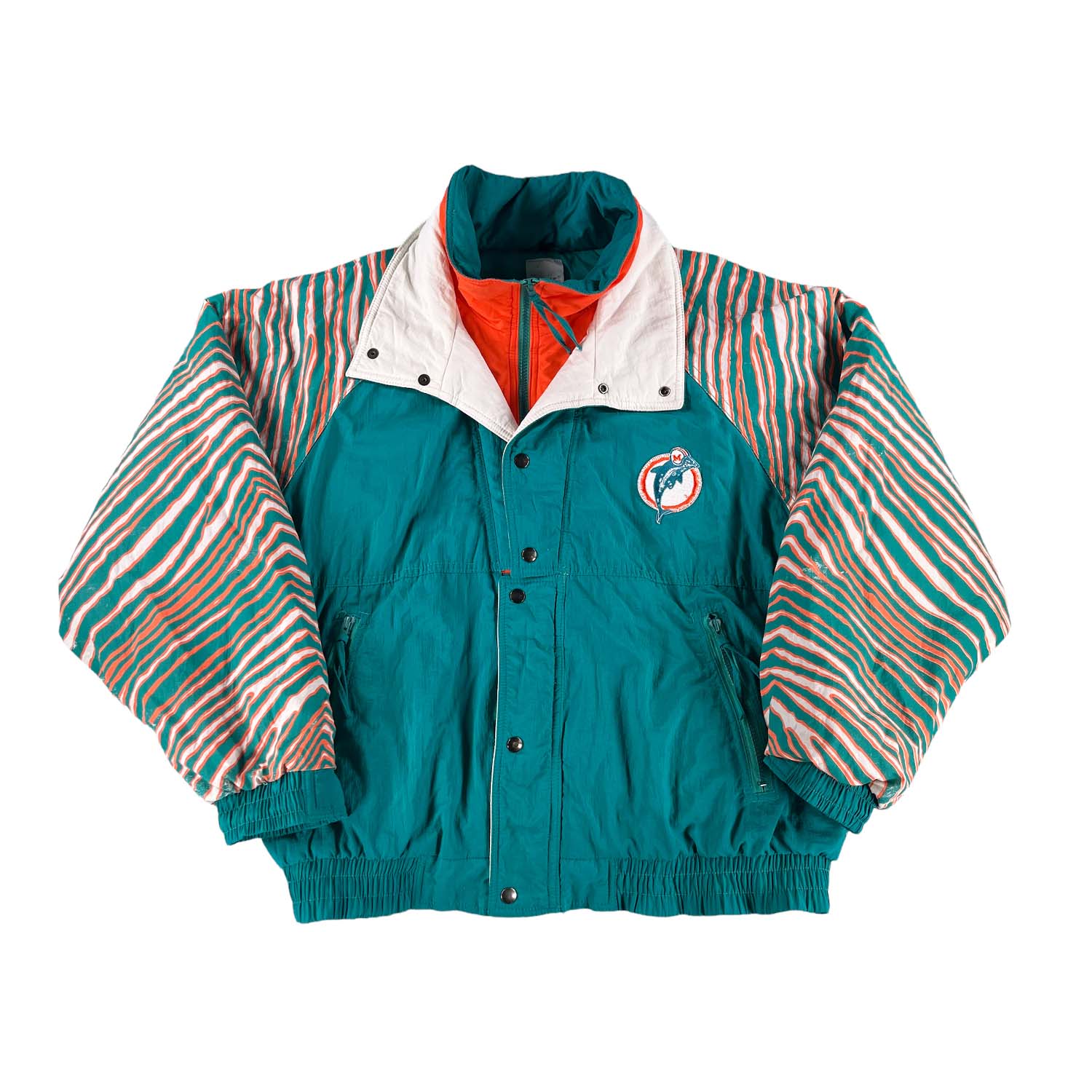 '90s Miami Dolphins Zubaz pattern NFL puffer jacket L/XL