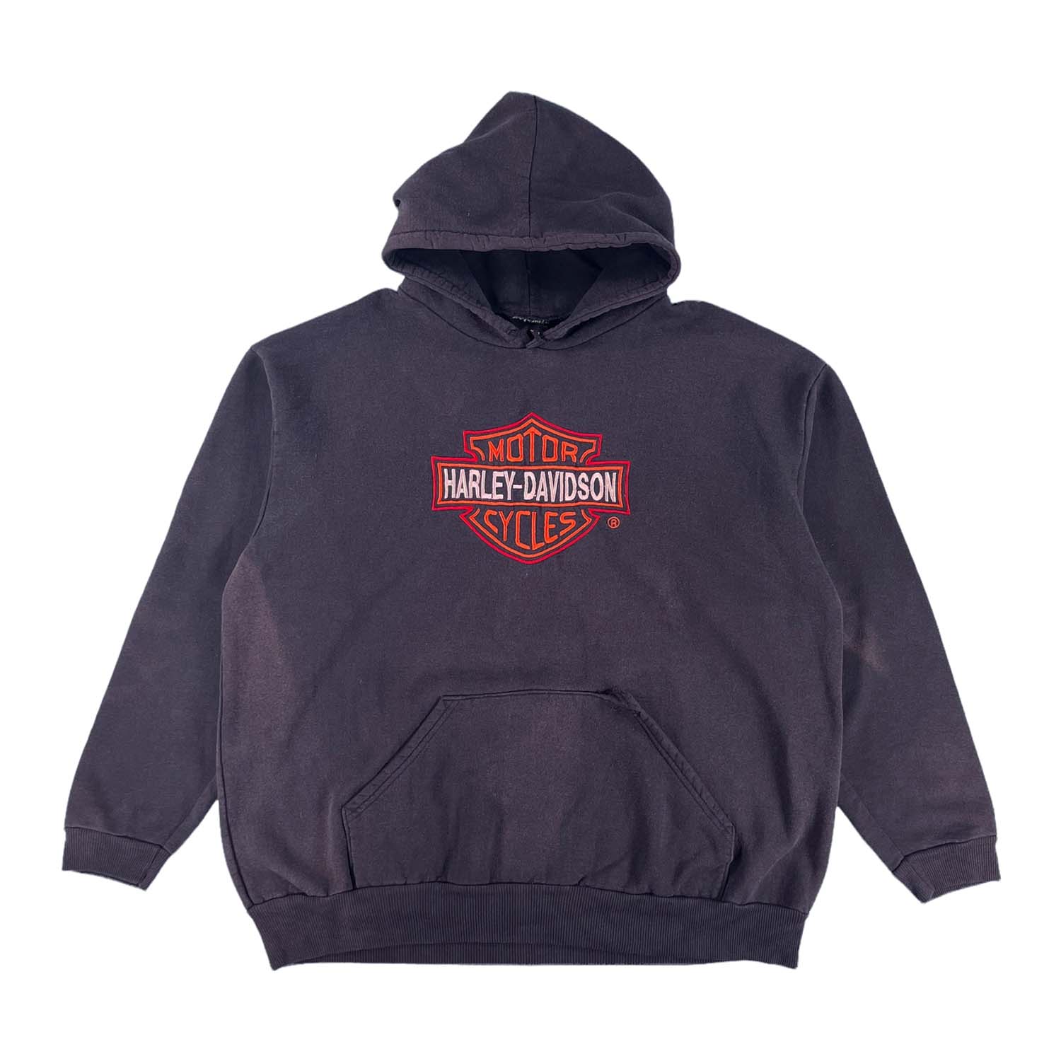 '90s Harley Davidson embroidered hoodie faded XL