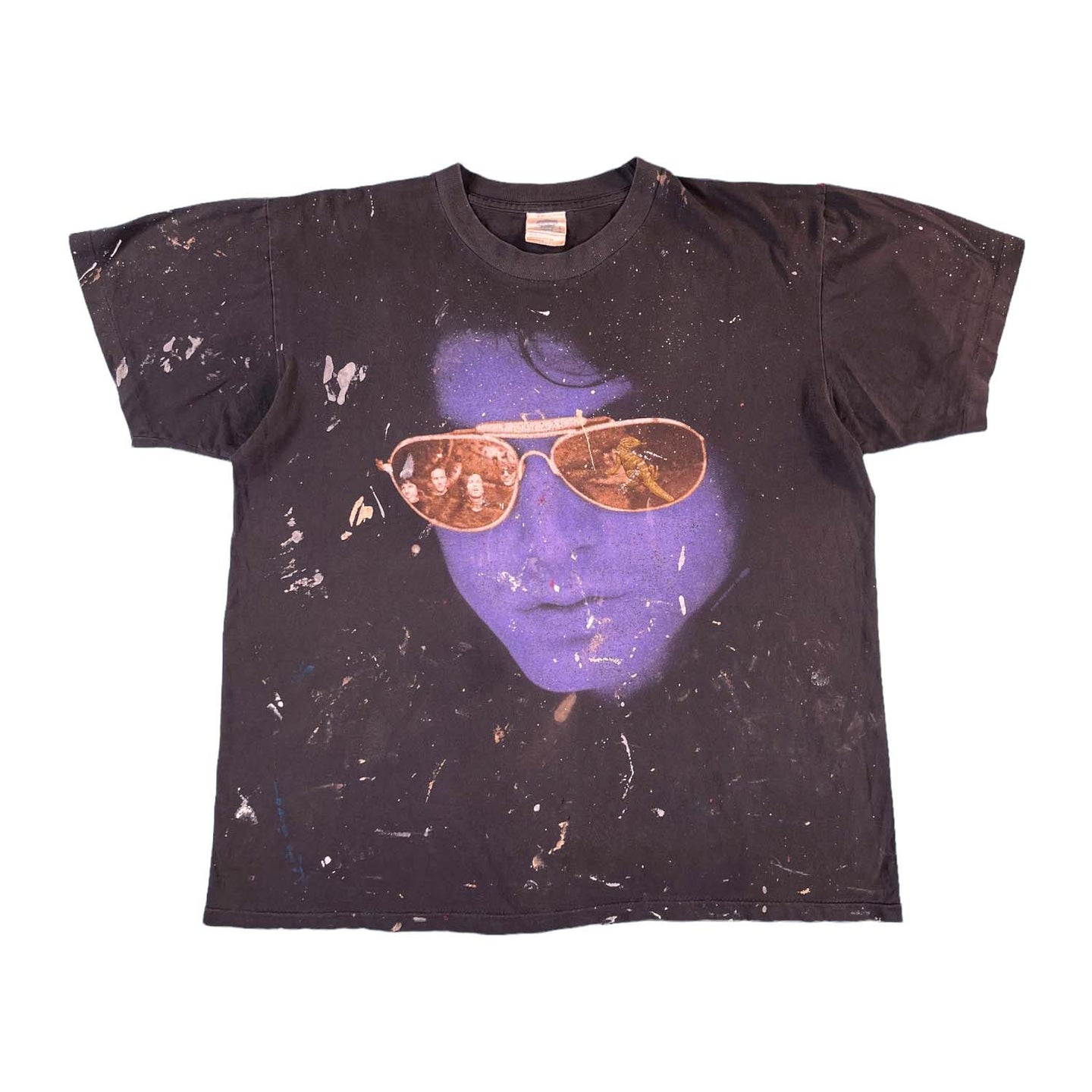 Vintage Jim Morrison Lizard King paint splattered tee L