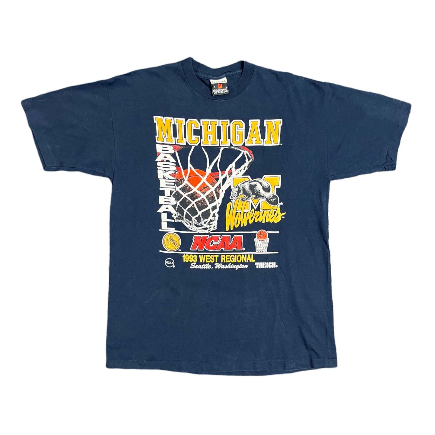 1993 Michigan Wolverines Basketball tee L