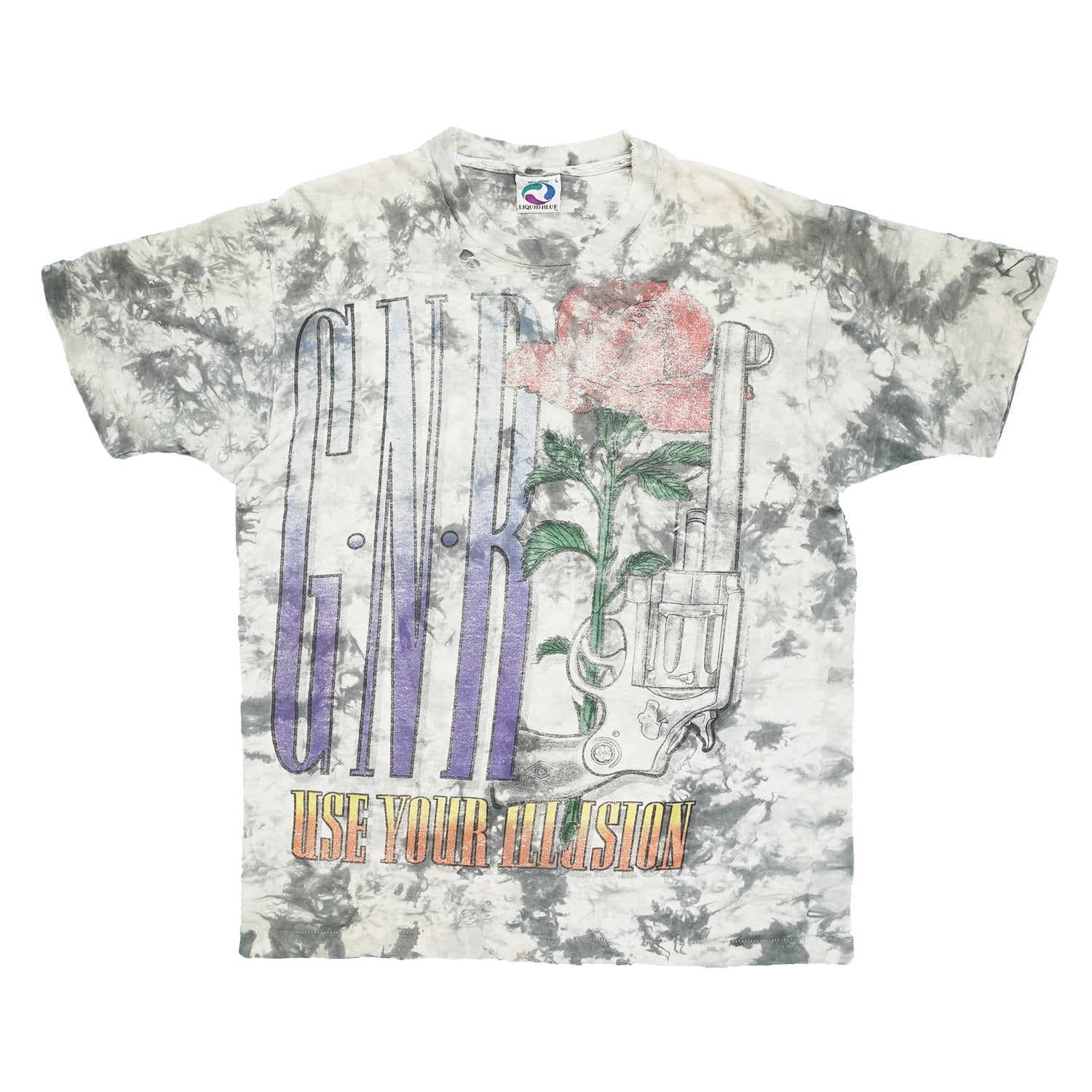 1993 Guns N' Roses 'Use Your Illusion" tie-dye tee L
