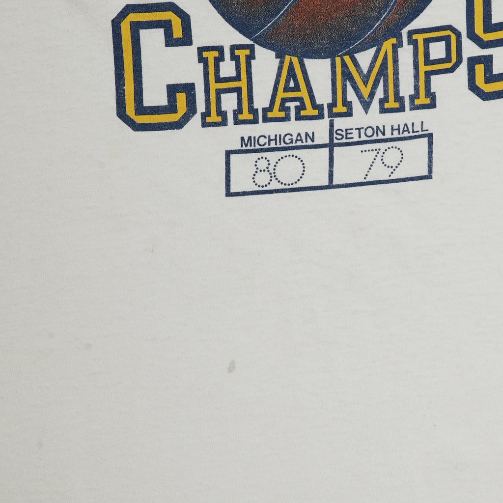1989 Michigan National Basketball Champs distressed tee L