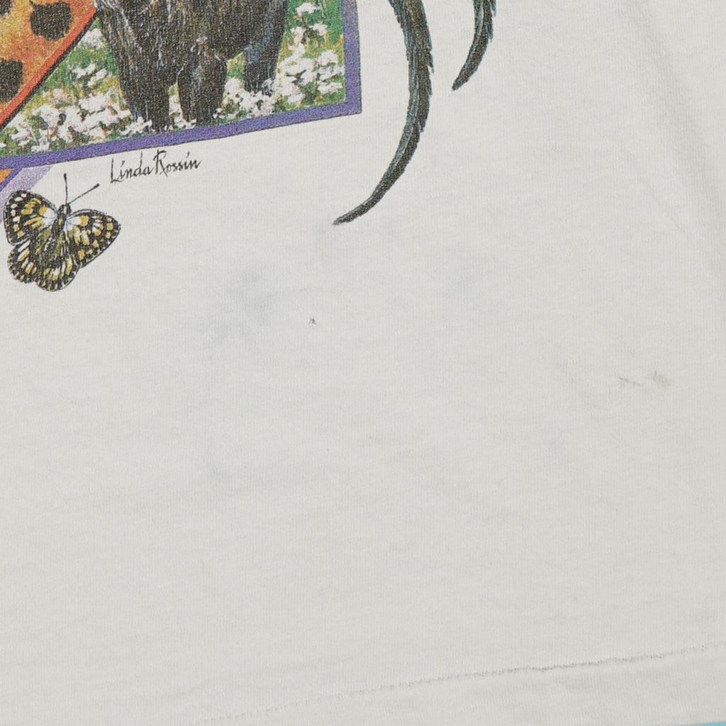 '90s Africa animal art collage tee L