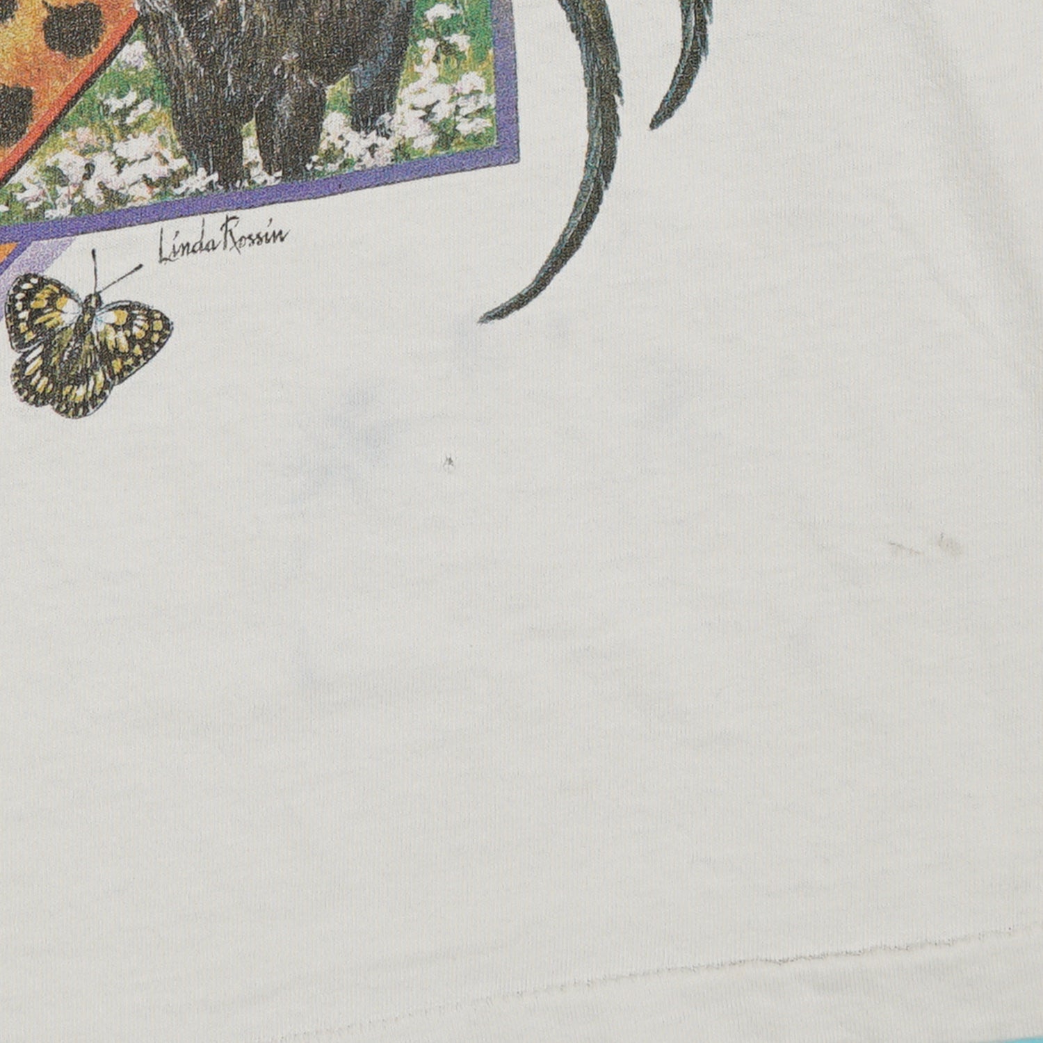 '90s Africa animal art collage tee L
