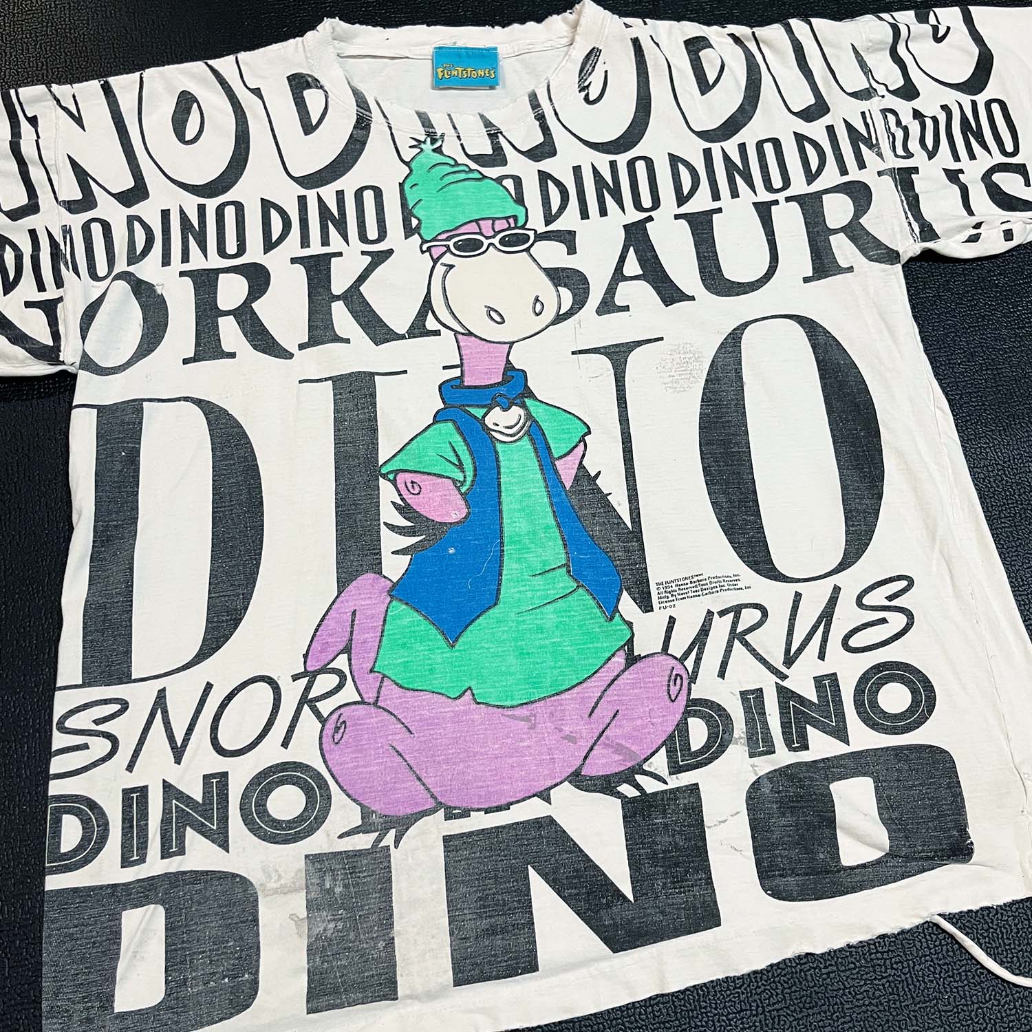 1994 Dino Flintstones thrashed big print tee XL