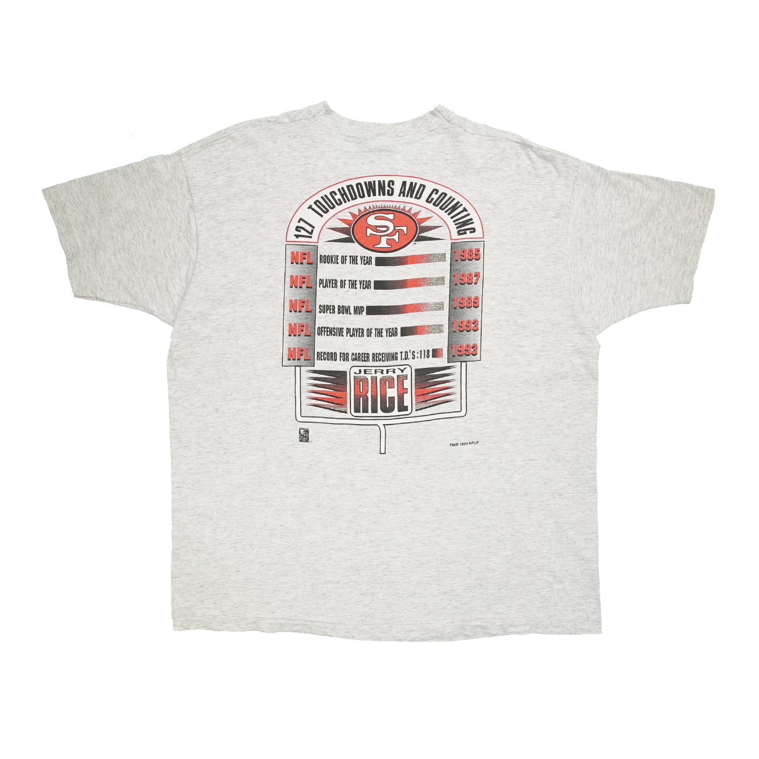 1994 Jerry Rice SF 49ers NFL stats tee XL
